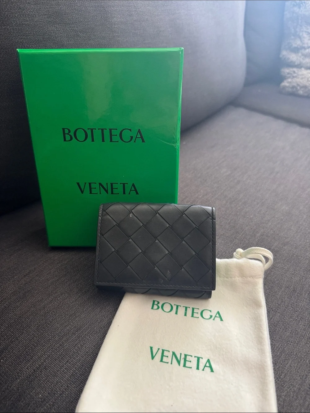 Bottega Veneta Black Intrecciato Leather Bi-Fold Card Case
